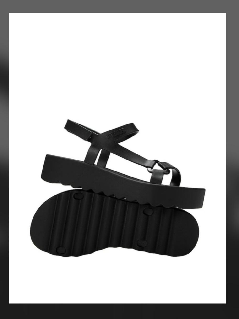 Victoria Secret Black Platform T-Strap Women's Sandals-SIZE 11/12